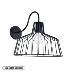 GLOBOSTAR® TRIUMPH 01117 Vintage Φωτιστικό Τοίχου - Απλίκα με Ντουί 1 x E27 AC 220-240V IP20 - Μαύρο - Μ30 x Π36 x Υ30cm