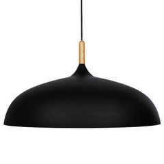 GloboStar® VALLETE BLACK 01259 Μοντέρνο Κρεμαστό Φωτιστικό Οροφής Μονόφωτο 1 x E27 Μαύρο Μεταλλικό Καμπάνα Φ60 x Y35cm