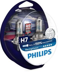  Διπλάσια δέσμη φωτός: Philips RacingVision +150% Vision Η7