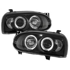 Μπροστινά Φανάρια Set Για Vw Golf III (3) 92-98 Angel Eyes & Led Μαύρα H1/H1 Sonar