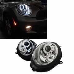 Μπροστινά Φανάρια Set Για Mini Cooper (R55/56/57/58/59) 06-13 Angel Eyes Χρωμίου H9 Με Μοτέρ JunYan