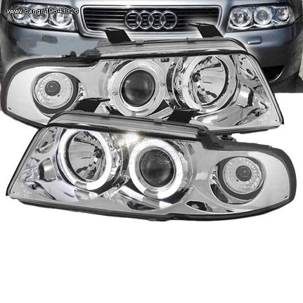 Μπροστινά Φανάρια Set Για Audi A4 B5 94-98 Angel Eyes Χρωμίου H1/H1 Sonar