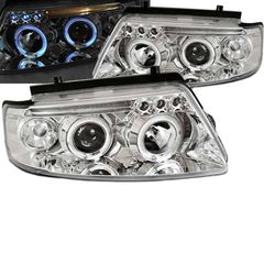 Μπροστινά Φανάρια Set Για Vw Passat 3B 96-00 Angel Eyes & Led Χρωμίου H1/H1 JunYan