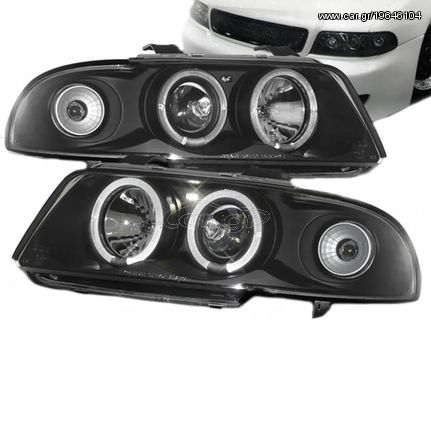 Μπροστινά Φανάρια Set Για Audi A4 B5 94-98 Angel Eyes Μαύρα H1/H1 Sonar