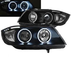 Μπροστινά Φανάρια Set Για Bmw 3 E90 / E91 05-08 ccfl Angel Eyes Μαύρα H7/H1 Με Μοτέρ Eagle Eyes