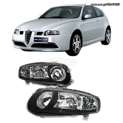 Μπροστινά Φανάρια Set Για Alfa Romeo 147 01-04 Μαύρα GTA H7/H7/H1 Depo