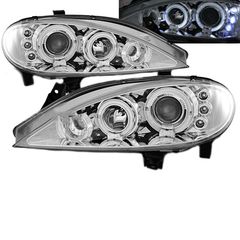 Μπροστινά Φανάρια Set Για Renault Megane 99-02 Angel Eyes & Led Μαύρα H1/H1 JunYan