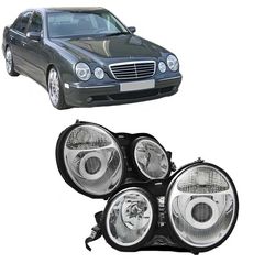 Μπροστινά Φανάρια Set Για Mercedes-Benz E-Class W210 95-98 Projectors Χρωμίου H7/H7 Με Ρυθμιστή Αέρος Depo