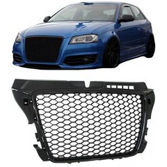 Μάσκα Για Audi A3 8P 08-12 RS3 Look Κυψελωτή Γυαλιστερό Μαύρο 1 Τεμάχιο