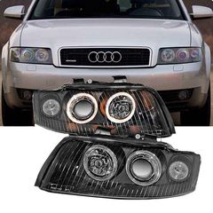 Μπροστινά Φανάρια Set Για Audi A4 B6 00-04 Angel Eyes Μαύρα H7/H7 Depo