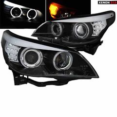 Μπροστινά Φανάρια Set Για Bmw 5 E60 05-08 Angel Eyes & Led Φλας Xenon Έκδοση D1S/H1 Με Μοτέρ Sonar