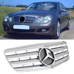 Μάσκα Για Mercedes-Benz E-Class W211 06-09 Amg Look Με 4 Γρίλιες Χρώμιο 1 Τεμάχιο