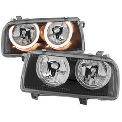 Μπροστινά Φανάρια Set Για Vw Vento 92-98 Angel Eyes Μαύρα H7/H7 Depo