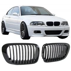 Καρδιές Μάσκας Για Bmw 3 E46 99-03 Coupe/Cabrio Μαύρο Γυαλιστερό 2 Τεμάχια