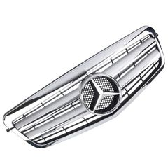 Μάσκα Για Mercedes-Benz E-Class W212 09-13 Amg Look με 2 Γρίλιες Χρώμιο/Ασημί 1 Τεμάχιο