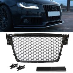 Μάσκα Για Audi A4 B8 08-11 RS4 Look Κυψελωτή Γυαλιστερό Μαύρο 1 Τεμάχιο