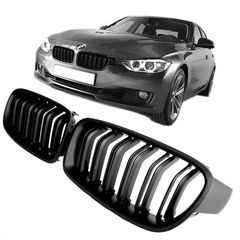 Καρδιές Μάσκας Για Bmw 3 F30 / F31 11-18 M4 Look Με Διπλή Γρίλια Μαύρο Ματ 2 Τεμάχια