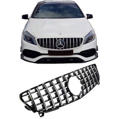 Μάσκα Για Mercedes-Benz A-Class W176 15-18 GT Amg Panamericana Look Μαύρο/Χρώμιο 1 Τεμάχιο