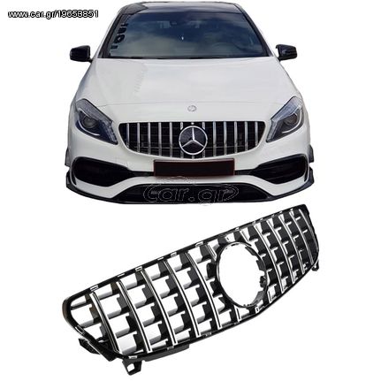 Μάσκα Για Mercedes-Benz A-Class W176 15-18 GT Amg Panamericana Look Μαύρο/Χρώμιο 1 Τεμάχιο