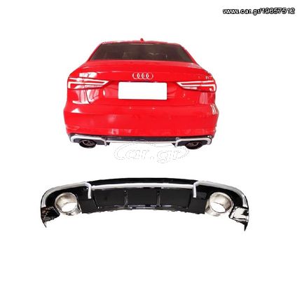 Diffuser Πίσω Προφυλακτήρα Για Audi A4 B9 RS4 Look Με Μπούκες Από Abs Πλαστικό