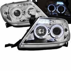 Μπροστινά Φανάρια Set Για Toyota Hilux 05-11 Angel Eyes & Led Χρωμίου H1/H1 Manual Sonar