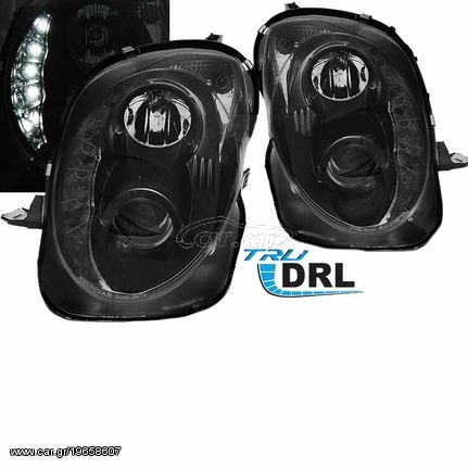 Μπροστινά Φανάρια Set Για Alfa Romeo Mito 08-19 TRU DRL Μαύρα H7/H1 With Motor Sonar