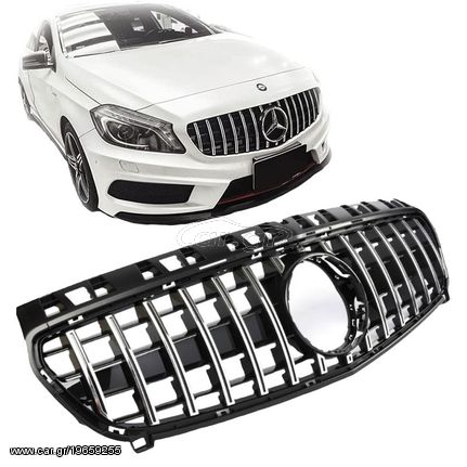 Μάσκα Για Mercedes-Benz A-Class W176 12-15 GT Amg Panamericana Look Μαύρο/Χρώμιο 1 Τεμάχιο