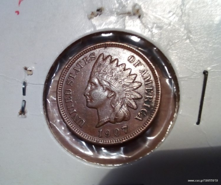 1 cent  INDIAN HEAD , 1907 , USA