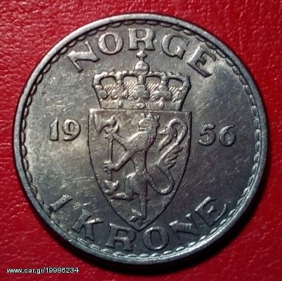 1 ΚRONE ( Kορωνα )1956 ,  NORWAY