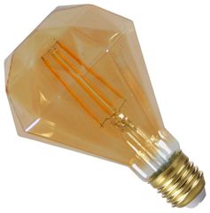 Λάμπα LED E27 Diamond 6W 230V 560lm 320° Edison Filament Retro Θερμό Λευκό Μελί 2200k Dimmable GloboStar 44034