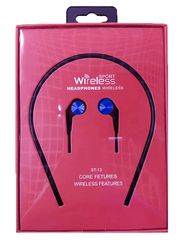 Wireless Stereo Surround Earbuds ST-13 Sport Running Neckband Bluetooth Headset Black-Blue