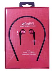 Wireless Stereo Surround Earbuds ST-13 Sport Running Neckband Bluetooth Headset Black-Pink