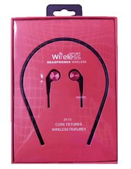 Wireless Stereo Surround Earbuds ST-13 Sport Running Neckband Bluetooth Headset Black-Pink