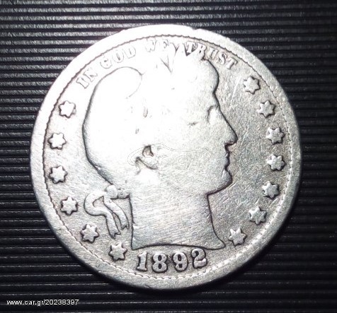 OUARTER  cents , 1892 ,USA , silver