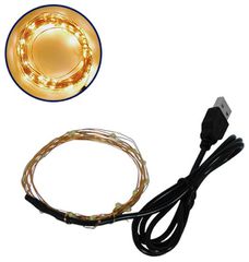 Διακοσμητική Γιρλάντα 2 Μέτρων 20 LED USB 5 Volt 1.2 Watt με Χάλκινο Συρμάτινο Καλώδιο Θερμό Λευκό 3000k GloboStar 80808