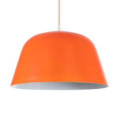 GloboStar® NORTHVALE 01283 Μοντέρνο Κρεμαστό Φωτιστικό Οροφής Μονόφωτο 1 x E27 Πορτοκαλί Μεταλλικό Καμπάνα Φ40 x Y24cm