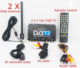 Ψηφιακός Δέκτης Τηλεόρασης Αυτοκινήτου (Διπλο Tuner) HD USB DVBT2 MPEG4 2 κεραίες www.eautoshop.gr