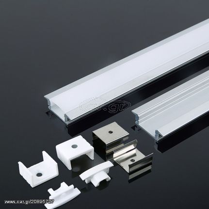 Προφίλ αλουμινίου για ταινίες LED χωνευτό 2000 x 24.7 x 7mm VTAC 3350