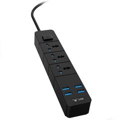 Universal Πολύπριζο Ασφαλείας  3 Θέσεων με 4 Θύρες USB 3.1A - 4 USB Power Socket