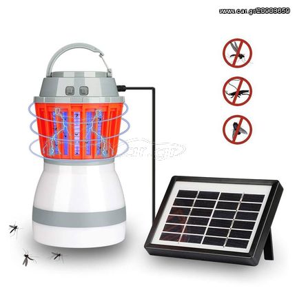Αδιάβροχο Ηλιακό Απωθητικό Κουνουπιών - Εντομοκτόνο & Φωτιστικό LED Camping - Δωματίου - Επαναφορτιζόμενο USB Solar Led Light Kill Pest 2 in