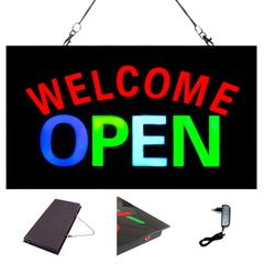 Extra Bright Φωτιζόμενη Διαφημιστική Πινακίδα WELCOME OPEN - Επιγραφή LED Epoxy Resin