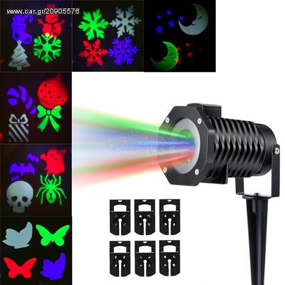 Αδιάβροχος Χριστουγεννιάτικος Προβολέας με 6 Διαφορετικά Θέματα Slides - Νυχτερινός Γιορτινός Φωτισμός Προτζέκτορας - X-Bright LED Projector