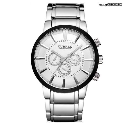 Ανδρικό Ρολόι CURREN M8001 Silver & White