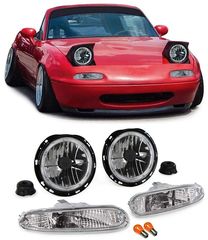 MAZDA MX5 NA 1989-1998  ΕΜΠΡΟΣ ΦΑΝΑΡΙΑ ANGEL EYES - ΦΑΝΑΡΙΑ ΠΡΟΦΥΛΑΚΤΗΡΑ CHROME - FULL BODY KIT ABS