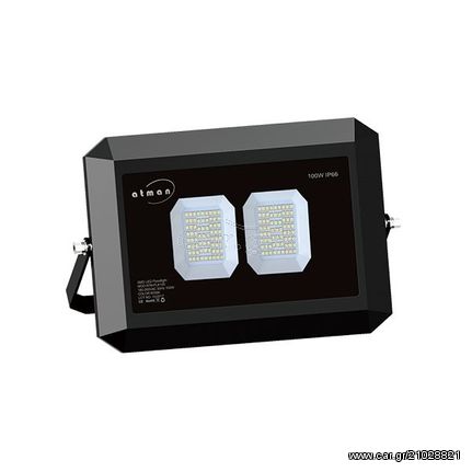 Προβολέας LED 100W Σε Θερμό Λευκό Φώς (3000Κ) ATMAN IP66 - Θερμό (2000-3500Κ)