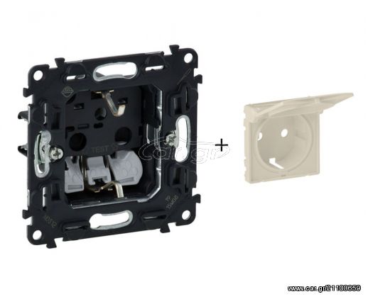 LEGRAND Valena Life Πρίζα Σούκο Ασφαλείας Με καπάκι χωνευτή 16A 250V (Κρεμ) Ivory