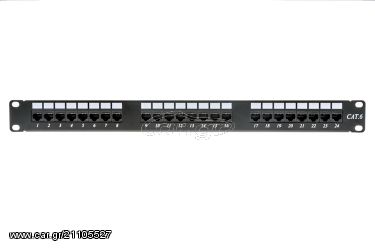 SWPP-CAT6-UTP24 Patch panel 19" CAT 6 UTP 24 θυρών σε μαύρο χρώμα 1U SAFEWELL