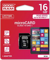 Goodram microSDHC 16GB class 10 with adapter