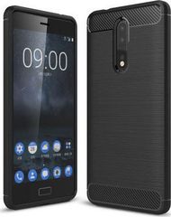 Θήκη OEM Brushed Carbon Case Flexible Cover TPU Case for Nokia 8 μαύρου χρώματος