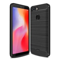 Θήκη OEM Brushed Carbon Flexible Cover TPU για Xiaomi Redmi 6 μαύρου χρώματος